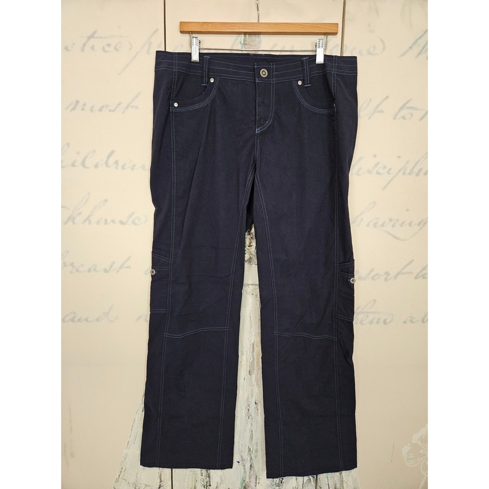 Kuhl Legendary Navy Blue Straight Leg Hiking Cargo Pants Womens 14 Reg